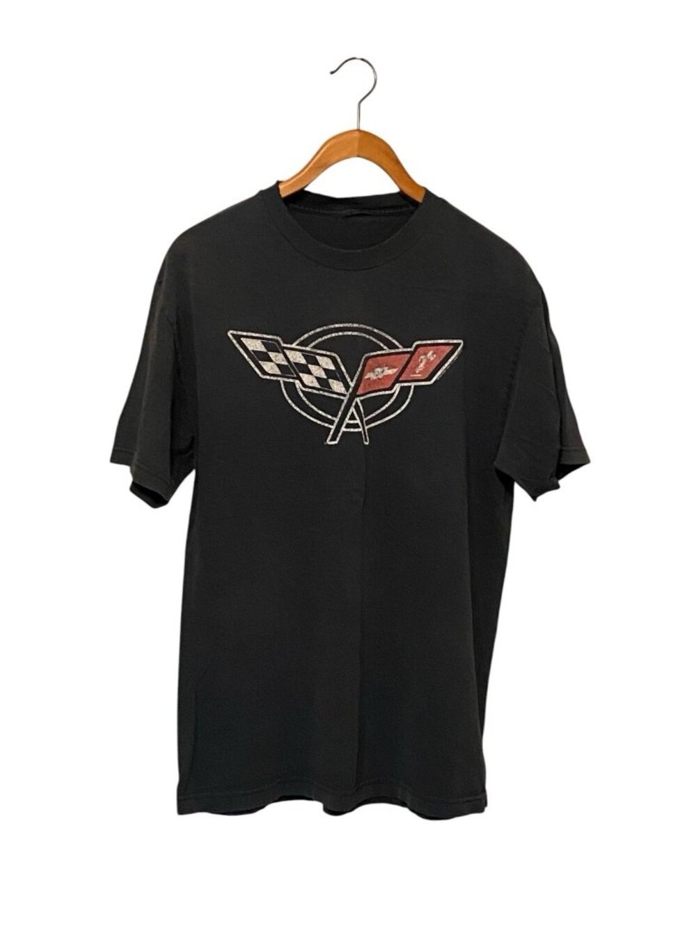 Vintage 90s Corvette American Legend T-Shirt Men's L Black Thrashed Racing